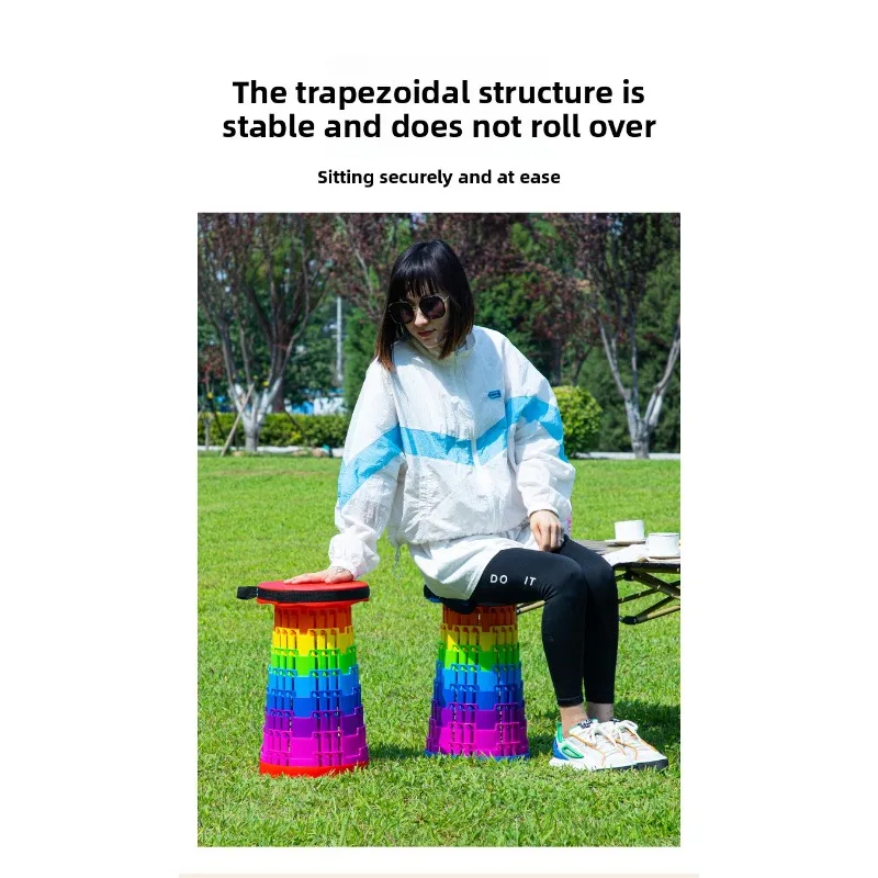 Folding stool - Portable outdoor travel bench - Adjustable and extendable fishing chair - Stool for camping - Small stool