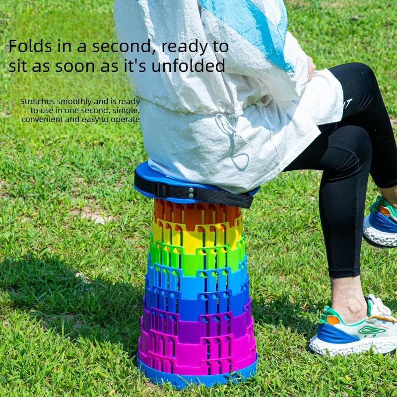 Folding stool - Portable outdoor travel bench - Adjustable and extendable fishing chair - Stool for camping - Small stool