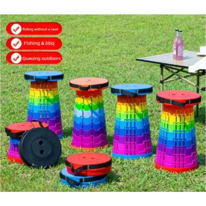 Folding stool - Portable outdoor travel bench - Adjustable and extendable fishing chair - Stool for camping - Small stool