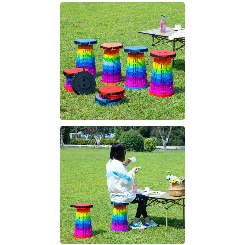 Folding stool - Portable outdoor travel bench - Adjustable and extendable fishing chair - Stool for camping - Small stool