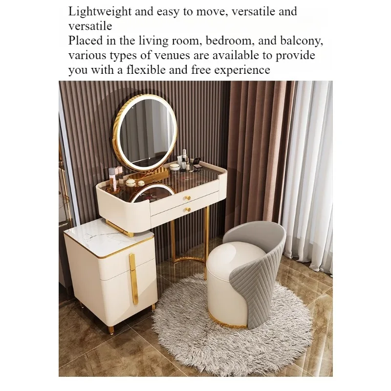 Bedroom light luxury dressing stool Internet celebrity makeup chair dressing table back chair solid wood rotatable makeup stool