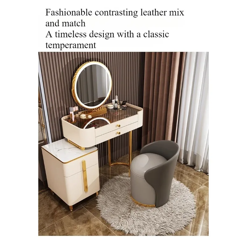 Bedroom light luxury dressing stool Internet celebrity makeup chair dressing table back chair solid wood rotatable makeup stool