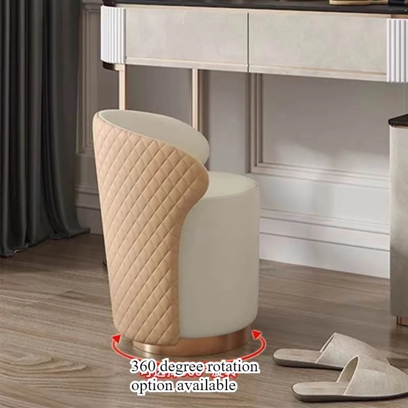 Bedroom light luxury dressing stool Internet celebrity makeup chair dressing table back chair solid wood rotatable makeup stool