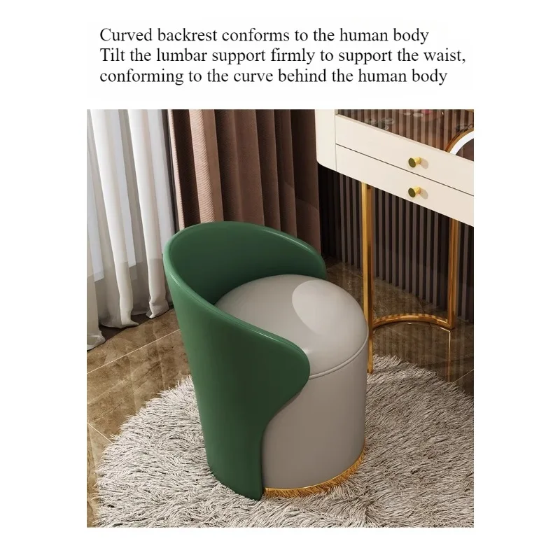 Bedroom light luxury dressing stool Internet celebrity makeup chair dressing table back chair solid wood rotatable makeup stool