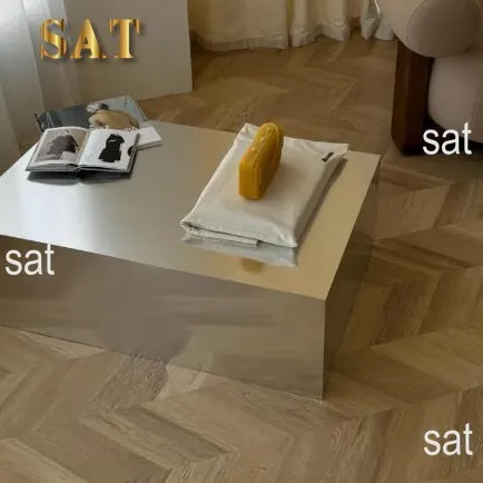 AG-Moder Art Deco Stainless Steel Rectangle Side Table for Living Room Home Decor@