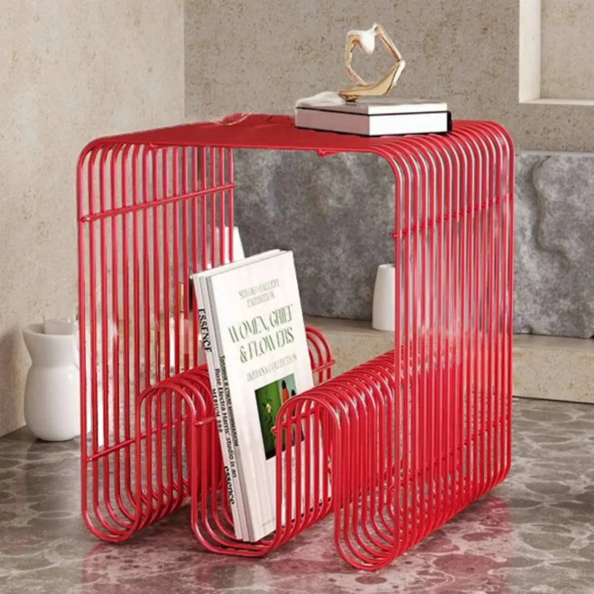 Modern Minimalist Metal Shelf - Versatile Wall/Floor Organizer for Coffee Table, Sofa Side, or Bedside Storage