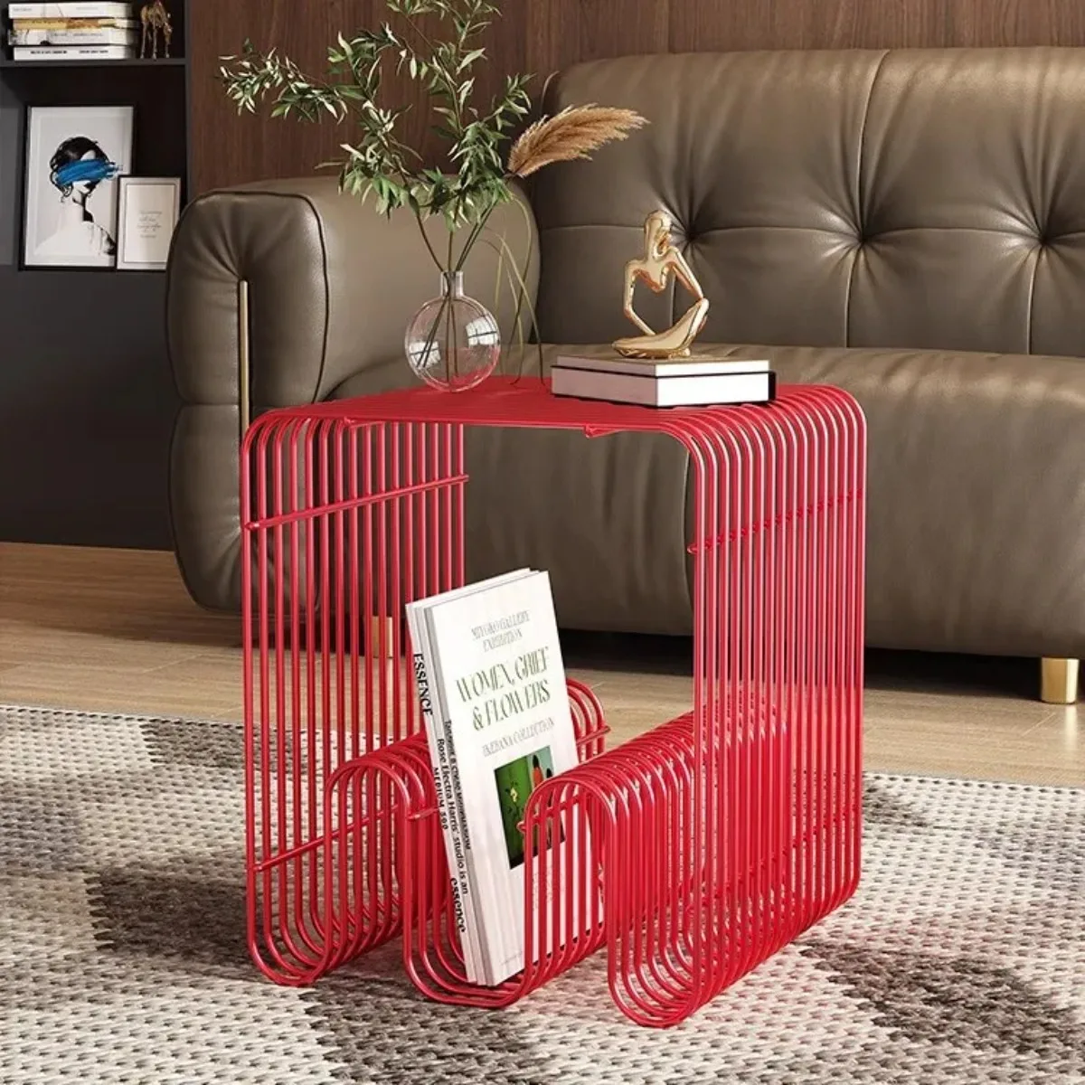 Modern Minimalist Metal Shelf - Versatile Wall/Floor Organizer for Coffee Table, Sofa Side, or Bedside Storage