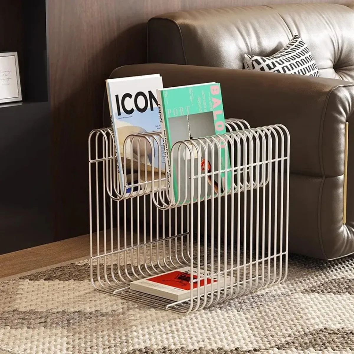 Modern Minimalist Metal Shelf - Versatile Wall/Floor Organizer for Coffee Table, Sofa Side, or Bedside Storage