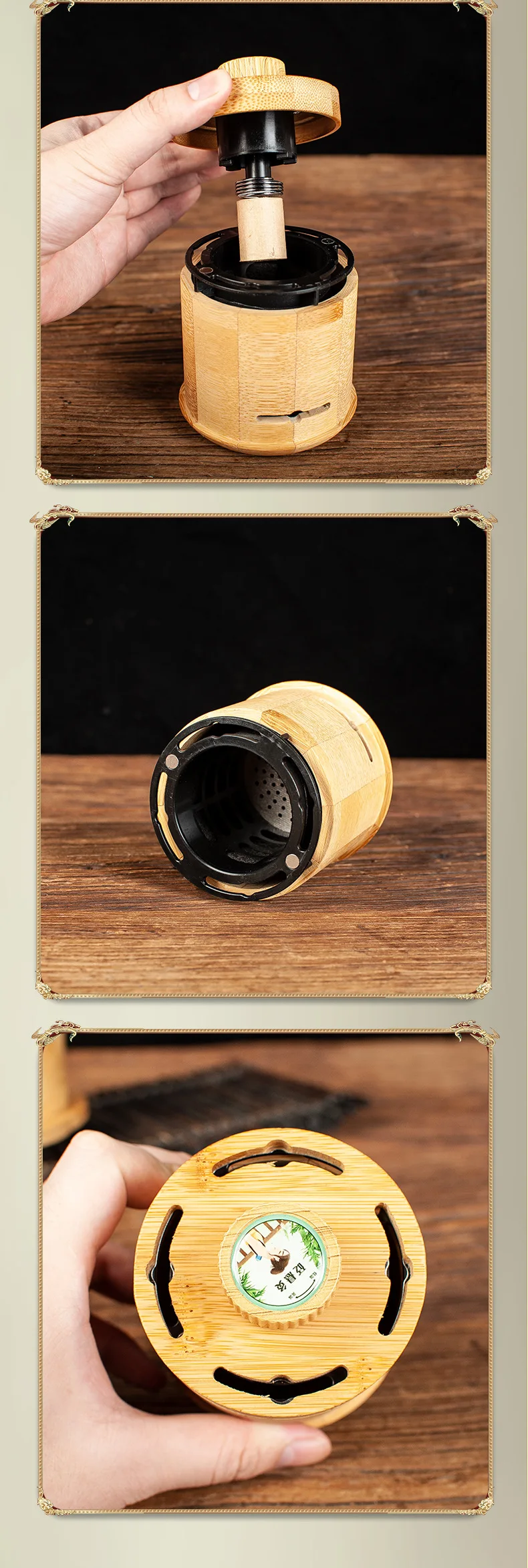 1PCS Bianshi moxibustion jar, portable home moxibustion anti-scalding bamboo and wood suspended moxibustion jar,