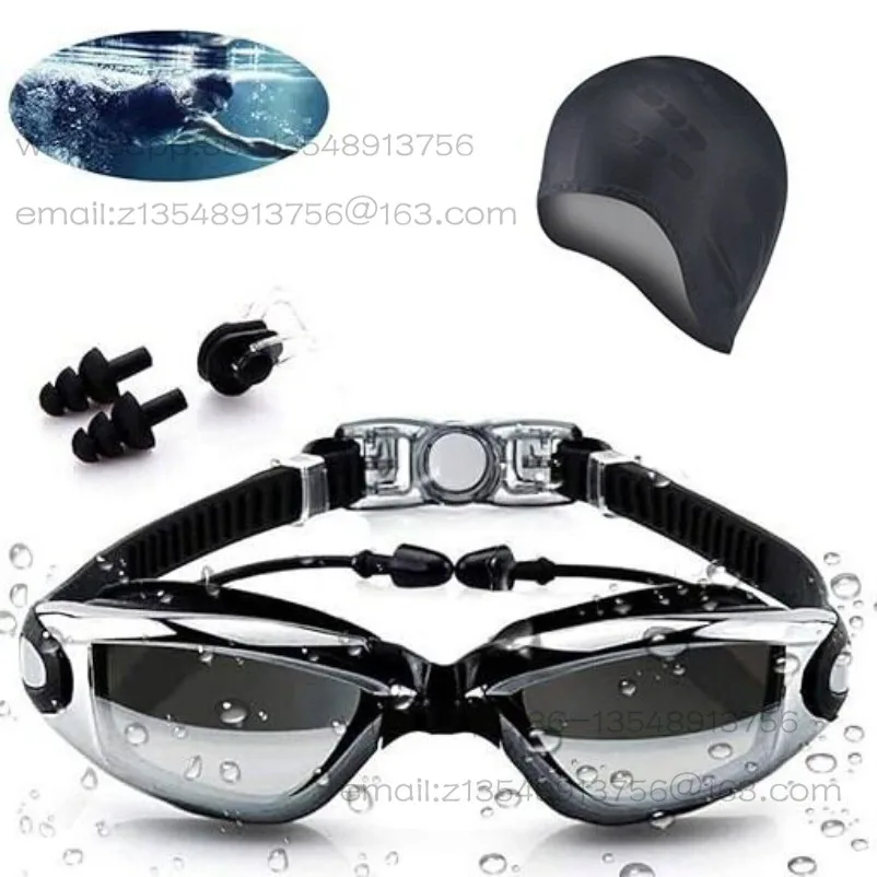 Swimming Goggles New One-piece Earplugs Waterproof and Anti-fog Swimming Goggles Swimming Cap Ear Protector Waterproof