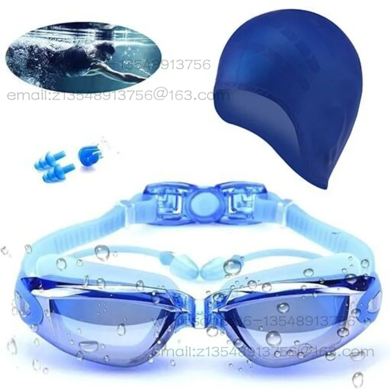 Swimming Goggles New One-piece Earplugs Waterproof and Anti-fog Swimming Goggles Swimming Cap Ear Protector Waterproof