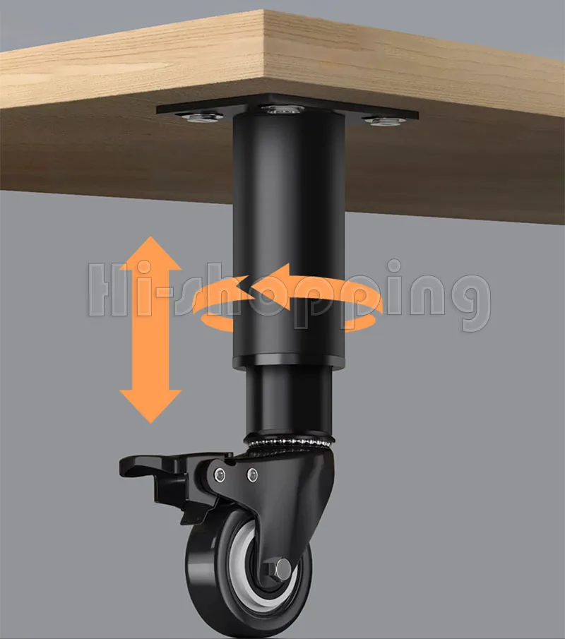 2Pcs Metal Adjustable Furniture Legs with 1.5 inch Swivel Caster Wheels for Cabinet/Sofa/Bed/Dresser/Couch/Coffee Table