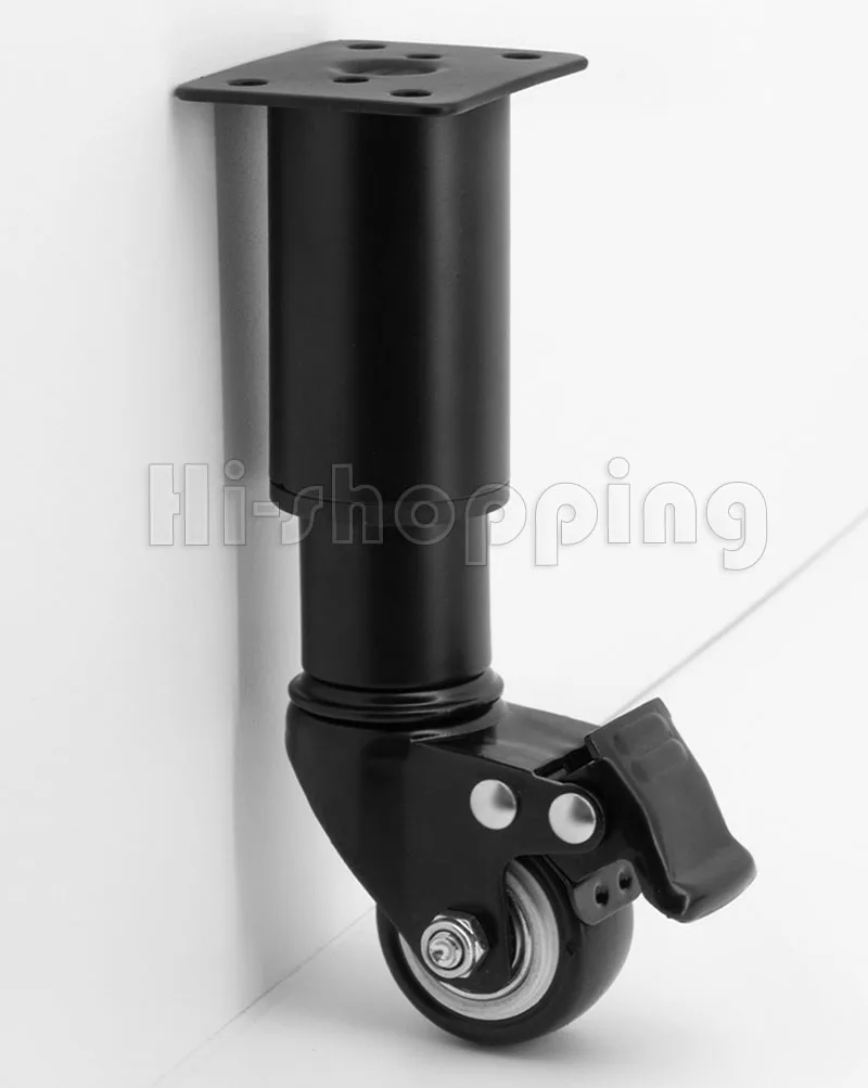 2Pcs Metal Adjustable Furniture Legs with 1.5 inch Swivel Caster Wheels for Cabinet/Sofa/Bed/Dresser/Couch/Coffee Table