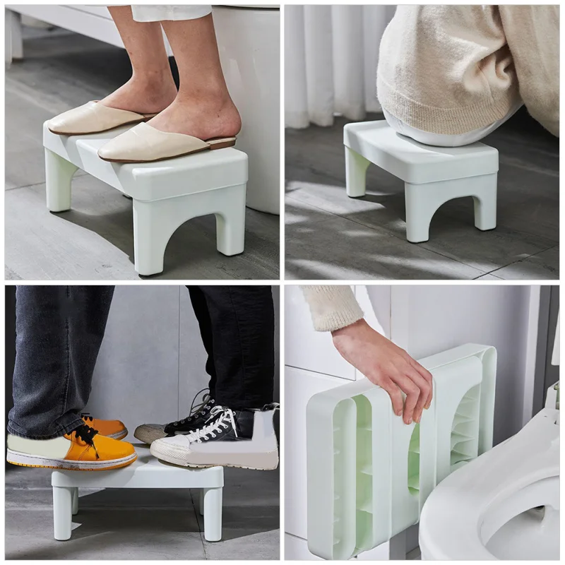 Toilet Stool Ottoman Folding Adults White Marble Poop Potty Training Step for Bathroom Short Child