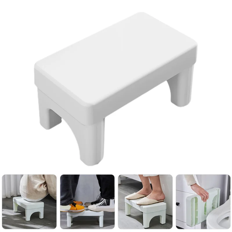 Toilet Stool Ottoman Folding Adults White Marble Poop Potty Training Step for Bathroom Short Child