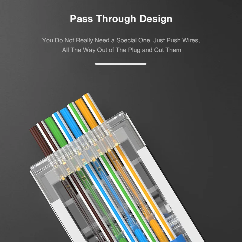 ZoeRax 100pcs Shielded RJ45 CAT5 CAT6 Pass Through Connectors -Modular Plugs Gold Plated 3 Prong 8P8C Ethernet Ends 1.1mm