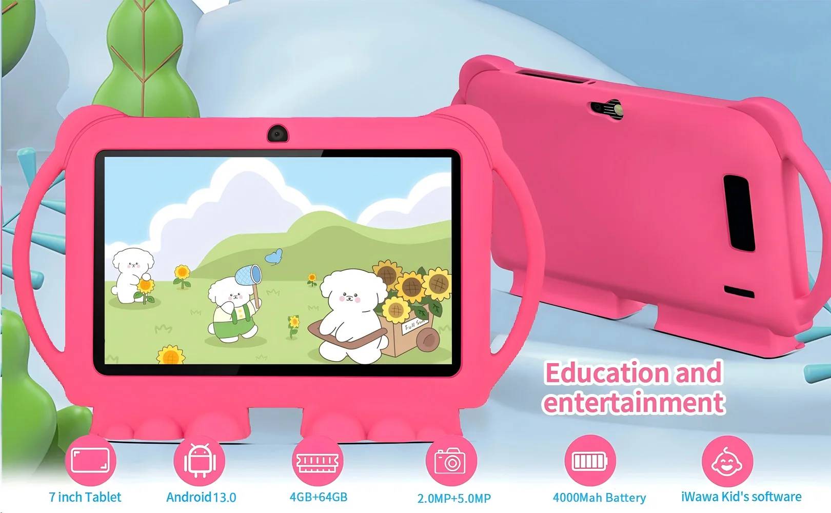 2026 New 5G WIFI 7-inch Children's Tablet 4GB+64GB ROM Drawing and Learning Portable Mini Tablet Quad Core Dual Cameras 4000mAh