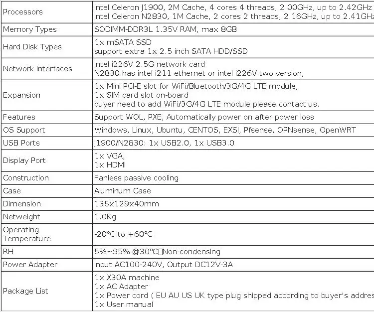 XCY Firewall Appliance Mini PC Intel Celeron J1900 Quad-Cores 4x LAN 2.5G I225V I226V Network Card Soft Router Pfsense OPNsense
