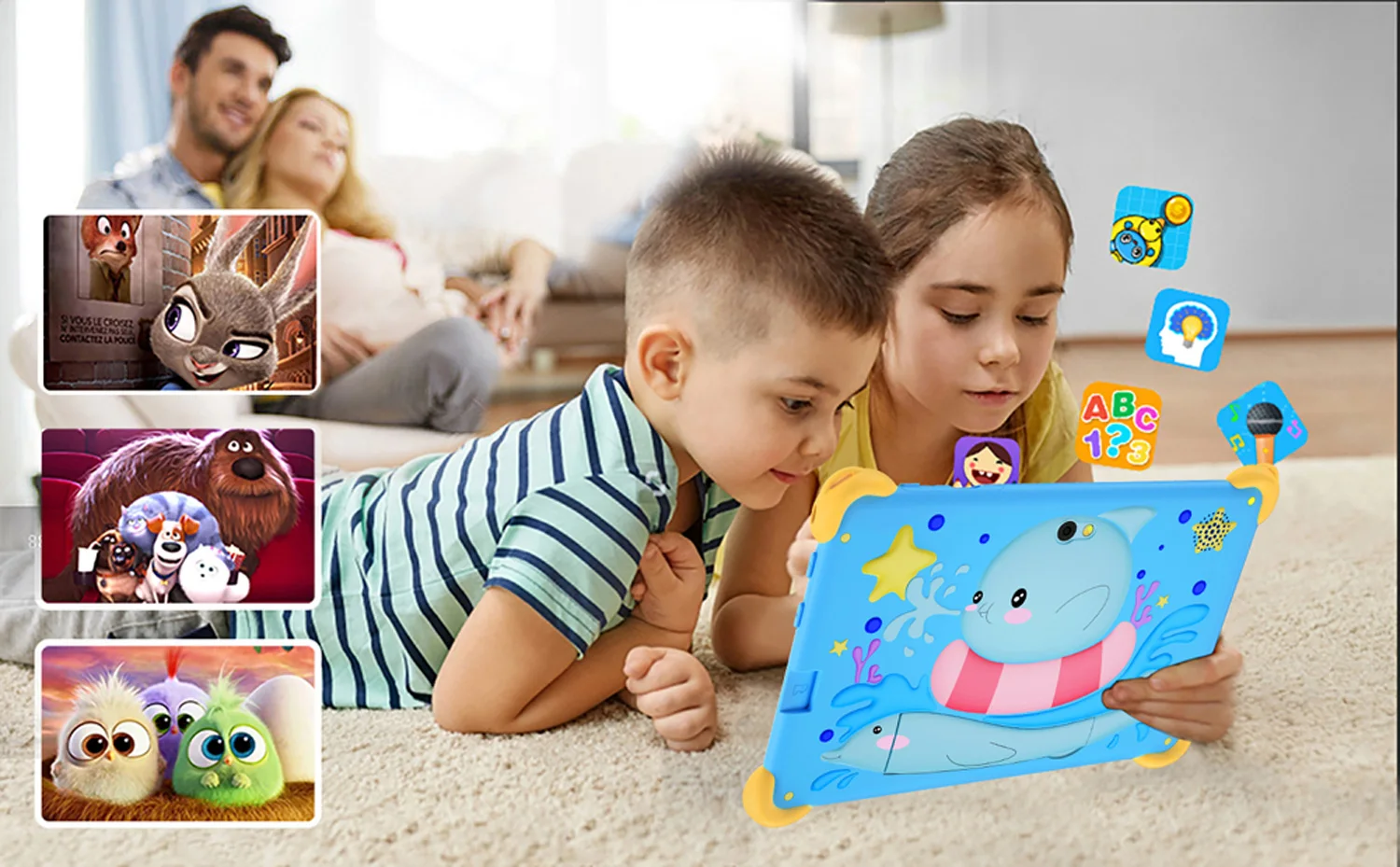 7 Inch 5G Kids' Tablet with Cartoon Pattern Android Learning Education PC with Kids-Proof Case 4000mAh Tablet