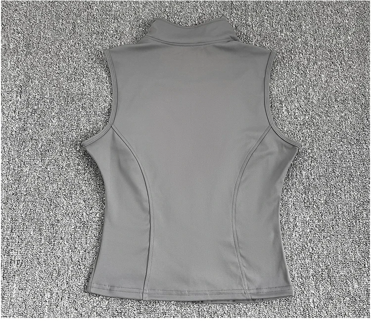 Women's Slim Fit Sport Sleeveless Top Quick Dry Elastic Stand Collar Yoga Fitness Clothing Summer Zipper