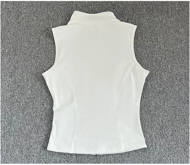 Women's Slim Fit Sport Sleeveless Top Quick Dry Elastic Stand Collar Yoga Fitness Clothing Summer Zipper