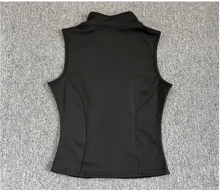 Women's Slim Fit Sport Sleeveless Top Quick Dry Elastic Stand Collar Yoga Fitness Clothing Summer Zipper