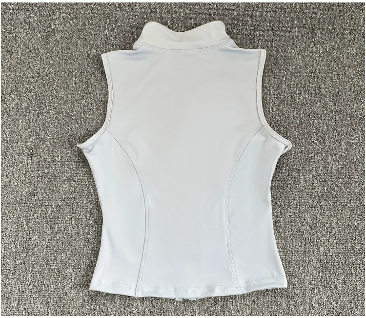 Women's Slim Fit Sport Sleeveless Top Quick Dry Elastic Stand Collar Yoga Fitness Clothing Summer Zipper