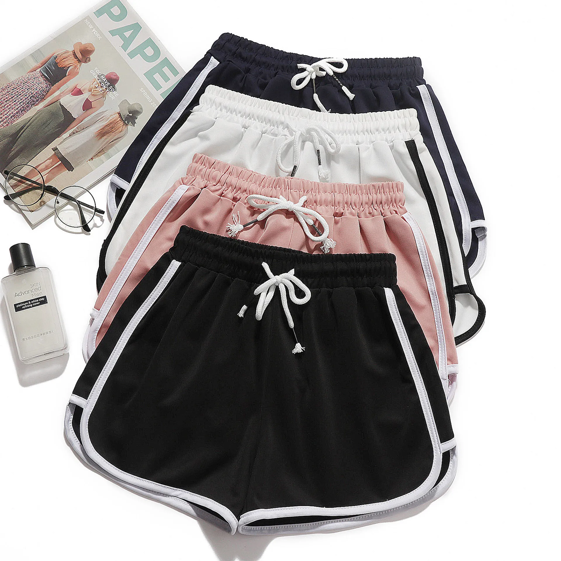 1pcs Summer Women Casual Solid Shorts Girl Gym Workout Shorts Pants Ladies Mid Waisted Yoga Short Student Loose Shorts S-3XL