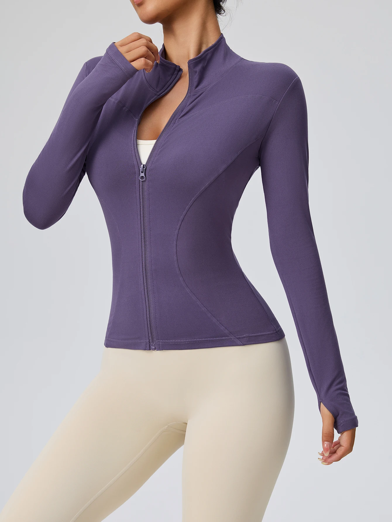 Fitness Wear Long-Sleeved Female Internet Celebrity Slimming Stand-Up Collar Sports Jacket Training Clothes Slimming Running