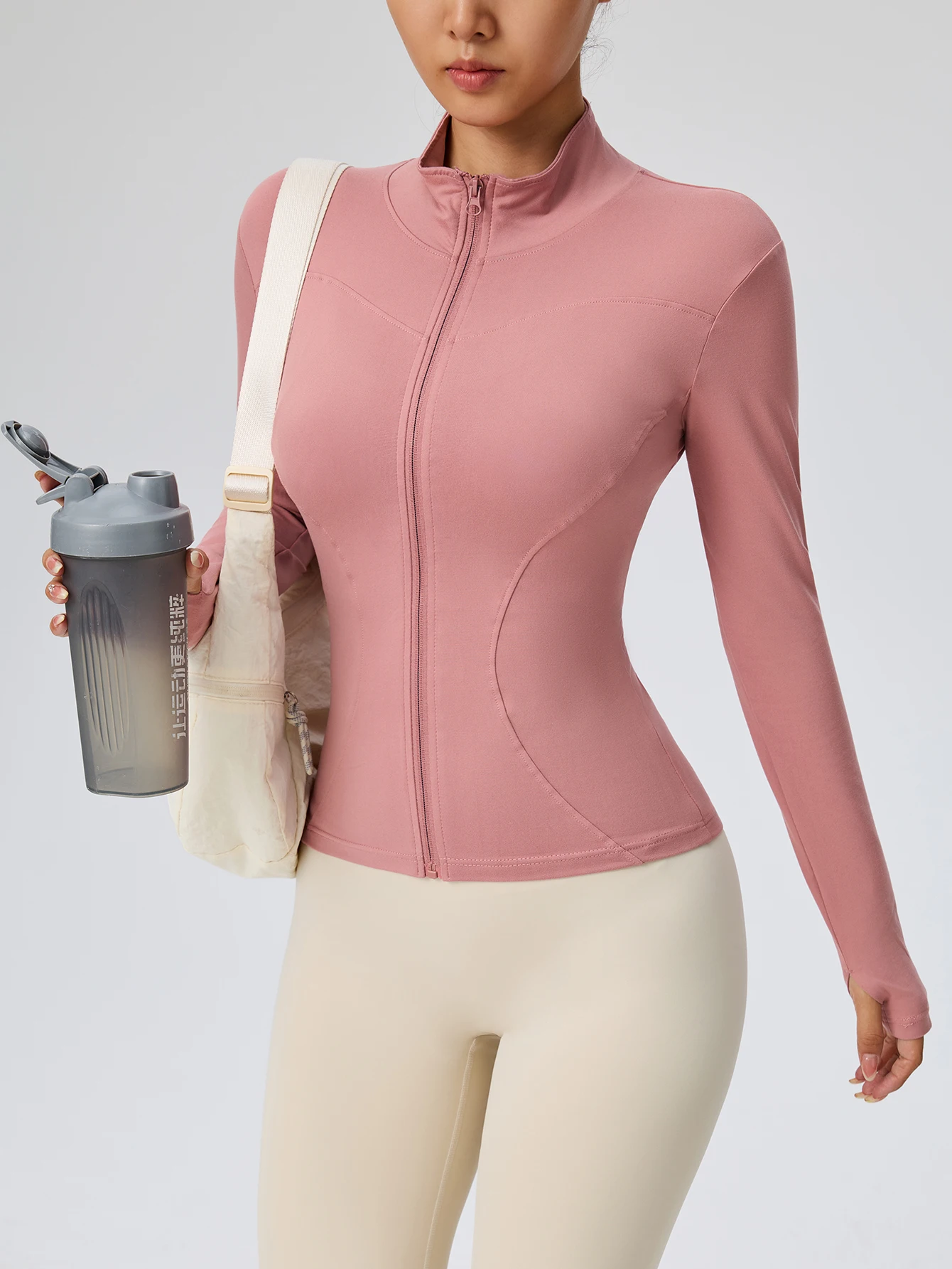 Fitness Wear Long-Sleeved Female Internet Celebrity Slimming Stand-Up Collar Sports Jacket Training Clothes Slimming Running