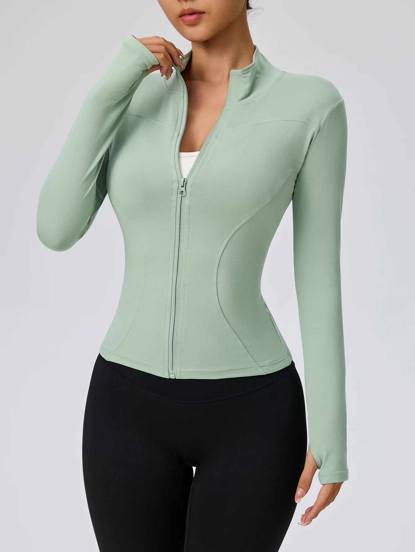 Fitness Wear Long-Sleeved Female Internet Celebrity Slimming Stand-Up Collar Sports Jacket Training Clothes Slimming Running