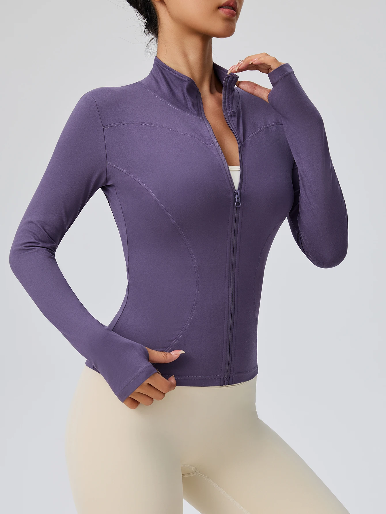 Fitness Wear Long-Sleeved Female Internet Celebrity Slimming Stand-Up Collar Sports Jacket Training Clothes Slimming Running