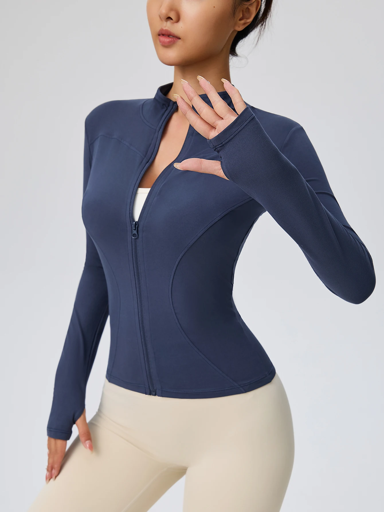 Fitness Wear Long-Sleeved Female Internet Celebrity Slimming Stand-Up Collar Sports Jacket Training Clothes Slimming Running