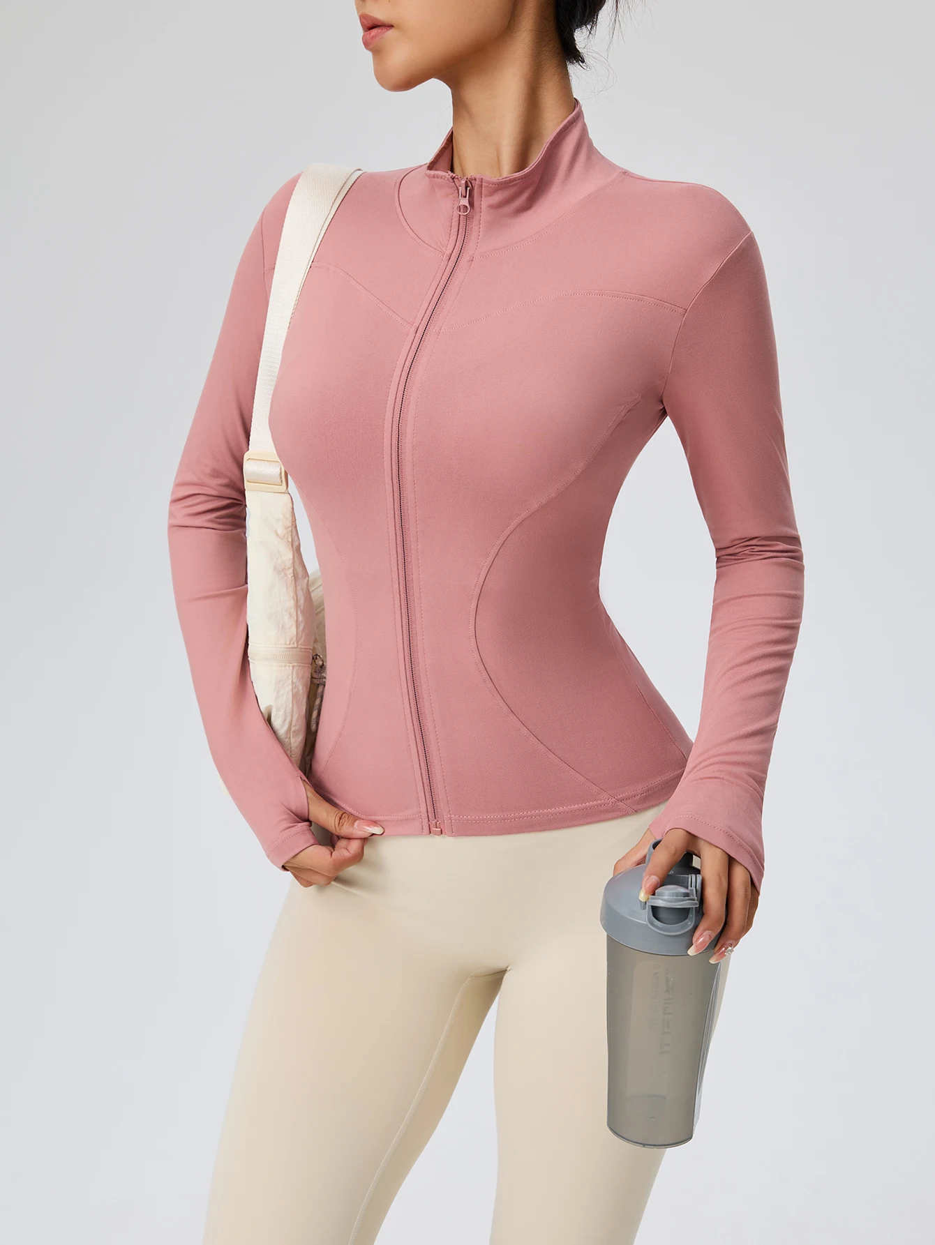 Fitness Wear Long-Sleeved Female Internet Celebrity Slimming Stand-Up Collar Sports Jacket Training Clothes Slimming Running