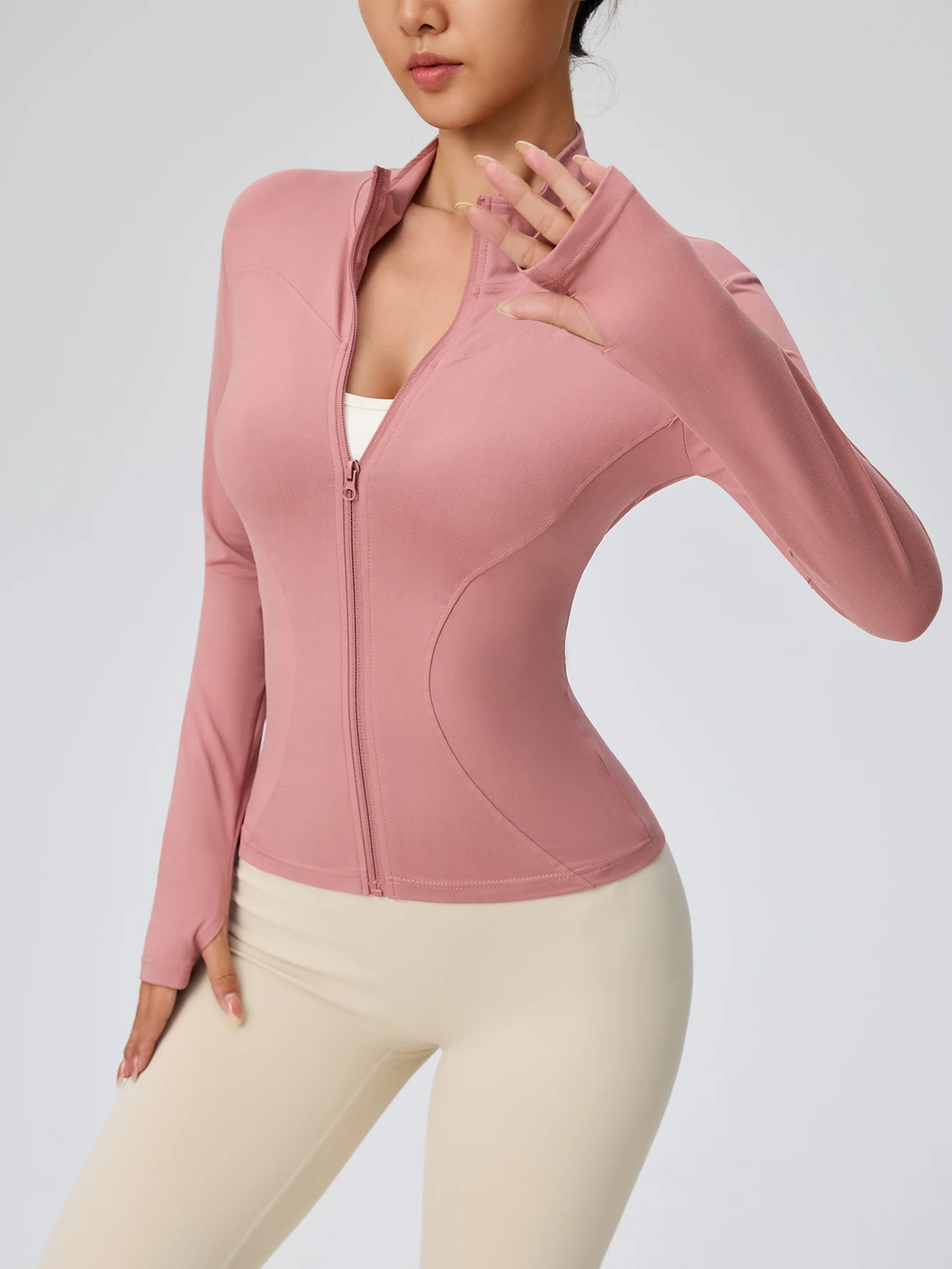Fitness Wear Long-Sleeved Female Internet Celebrity Slimming Stand-Up Collar Sports Jacket Training Clothes Slimming Running
