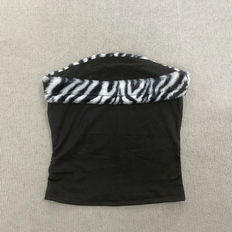 Women's Sexy Slim Fit Y2K Leopard Print Vest Strapless Top Short Style Navel Exposed Casual Summer Fashion Letter Hot Drilling
