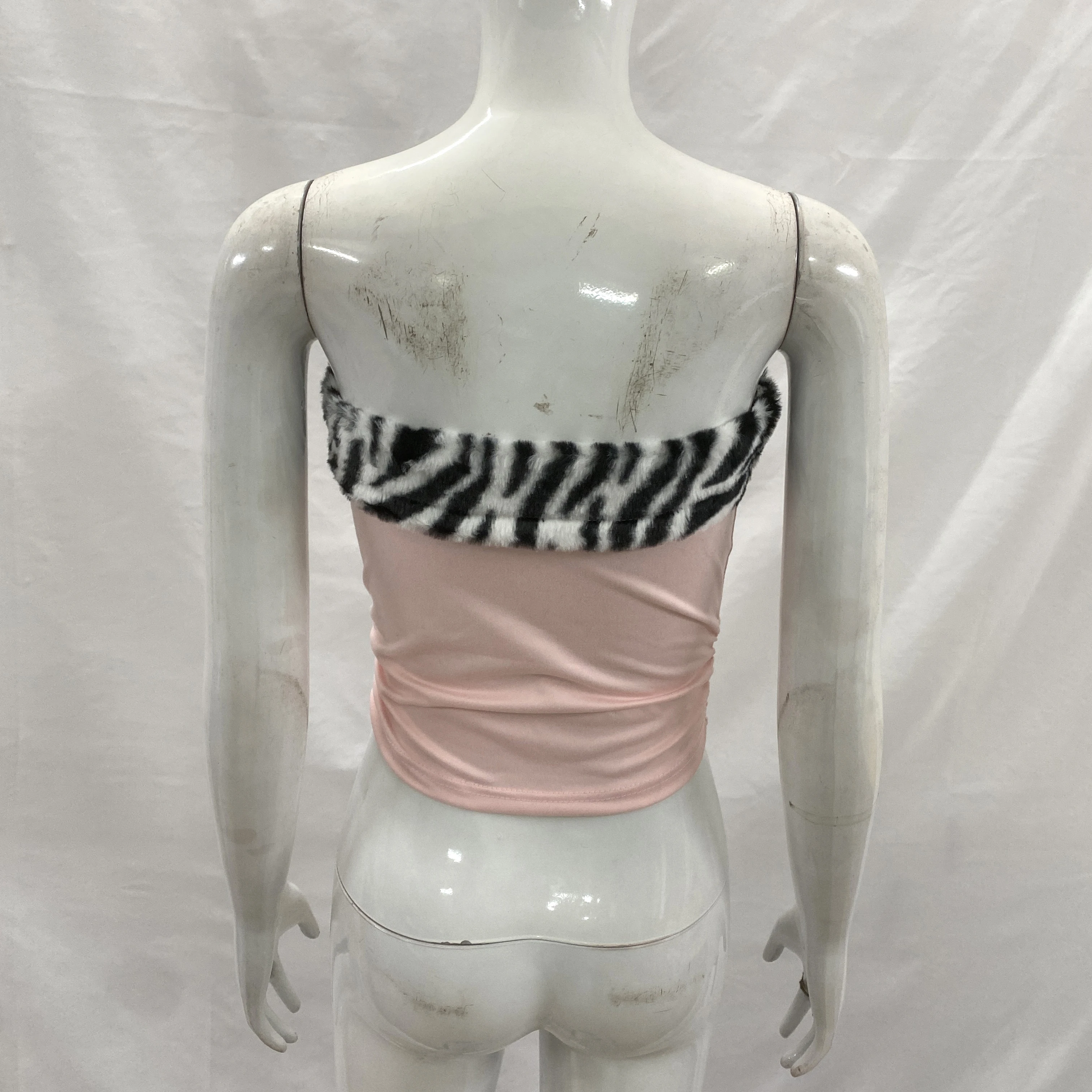 Women's Sexy Slim Fit Y2K Leopard Print Vest Strapless Top Short Style Navel Exposed Casual Summer Fashion Letter Hot Drilling