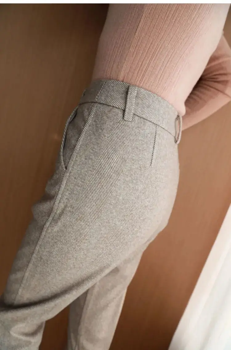 Woolen Pants Women's Harem Pencil Pants 2026 Autumn Winter High Waisted Casual Suit Pants Office Lady Women Trousers