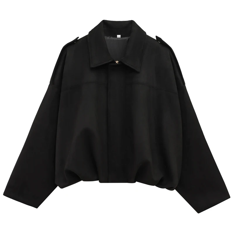 HXAO Women's Bomber Jacket Lapel Long Sleeve Zipper Suede Jacket Women 2025 High Street Cropped Racing Jackets Coats Outerwears
