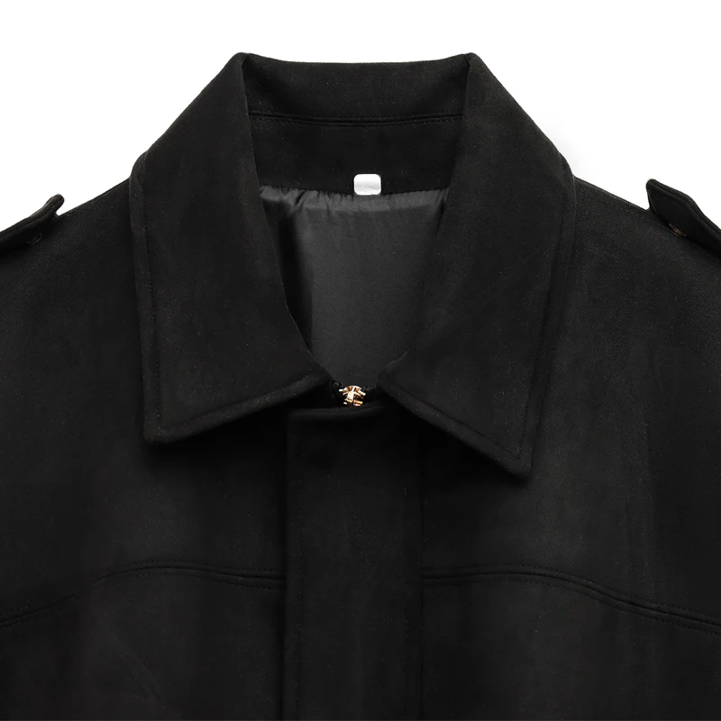 HXAO Women's Bomber Jacket Lapel Long Sleeve Zipper Suede Jacket Women 2025 High Street Cropped Racing Jackets Coats Outerwears