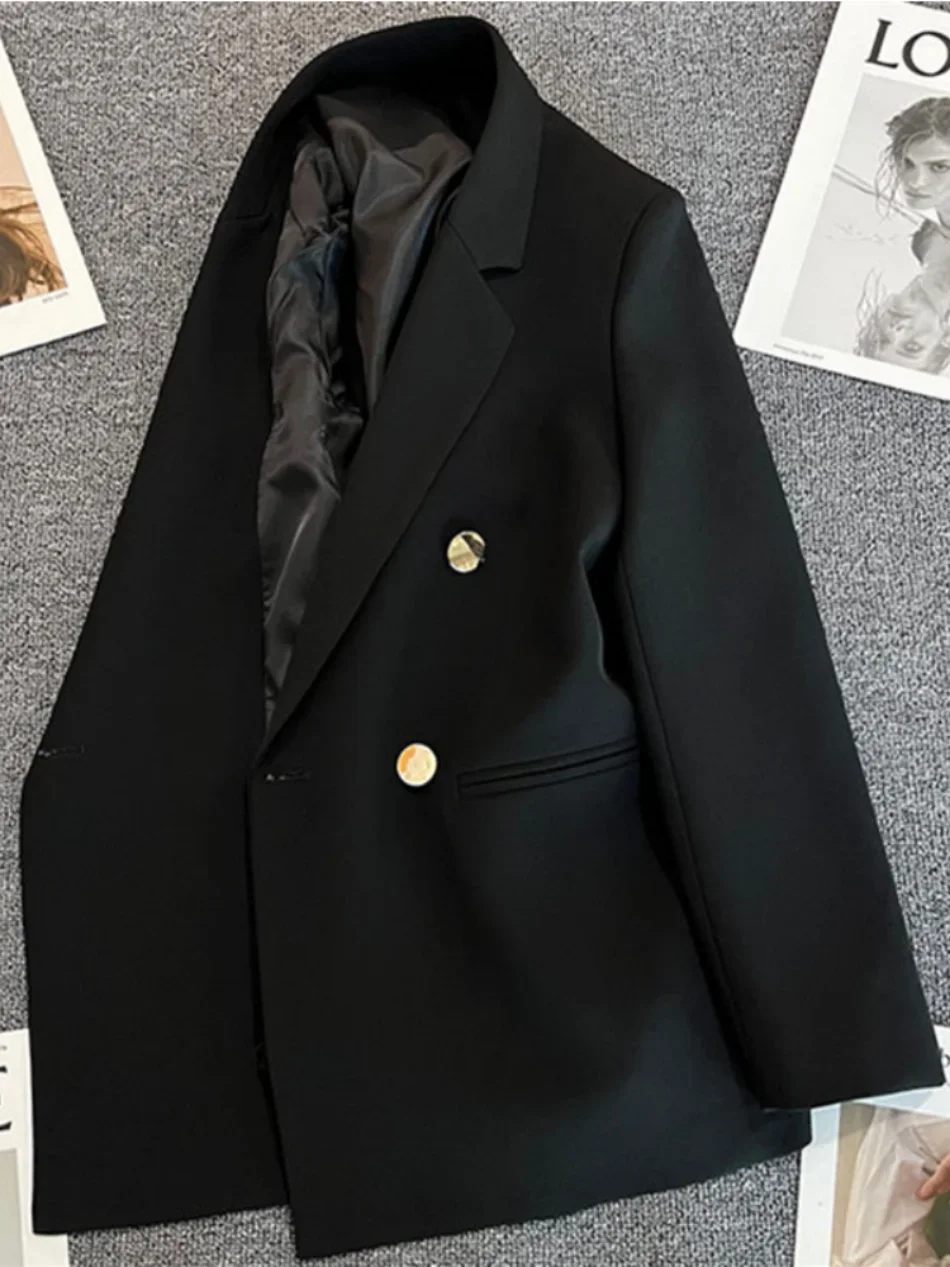 Women Suit Blazer Elegant Coat 2025 Spring Autumn Fashion Korean Blazer Luxury Double Breasted Jacket Solid Ladies Tops Clothes