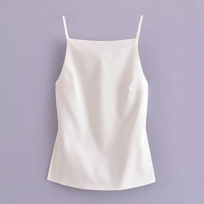 HXAO Women Top 2024 Lace Up Backless Camisole Top Women Cheap clothes Sexy Fashion Tanks & Camis Crop top Women White Black top