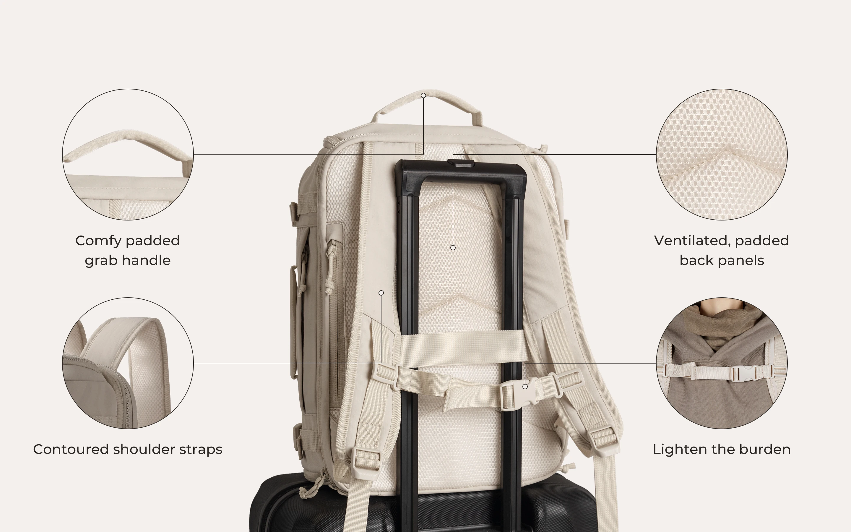 BAGSMART Men's Urban Backpack Travel Backpack MultiFunction Luggage Lightweight Waterproof Backpack Cabin Backpack