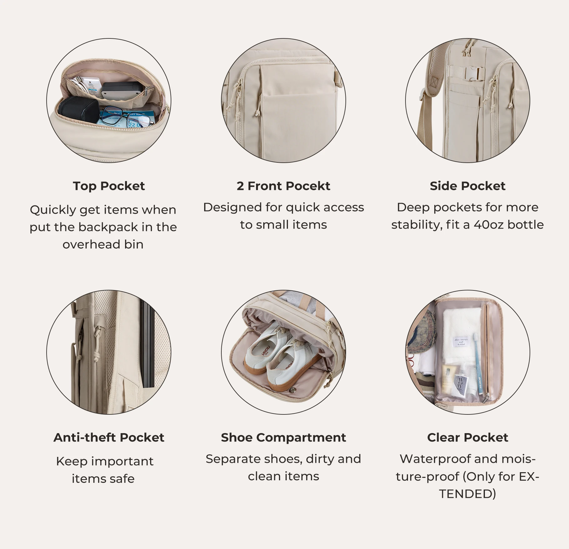 BAGSMART Men's Urban Backpack Travel Backpack MultiFunction Luggage Lightweight Waterproof Backpack Cabin Backpack