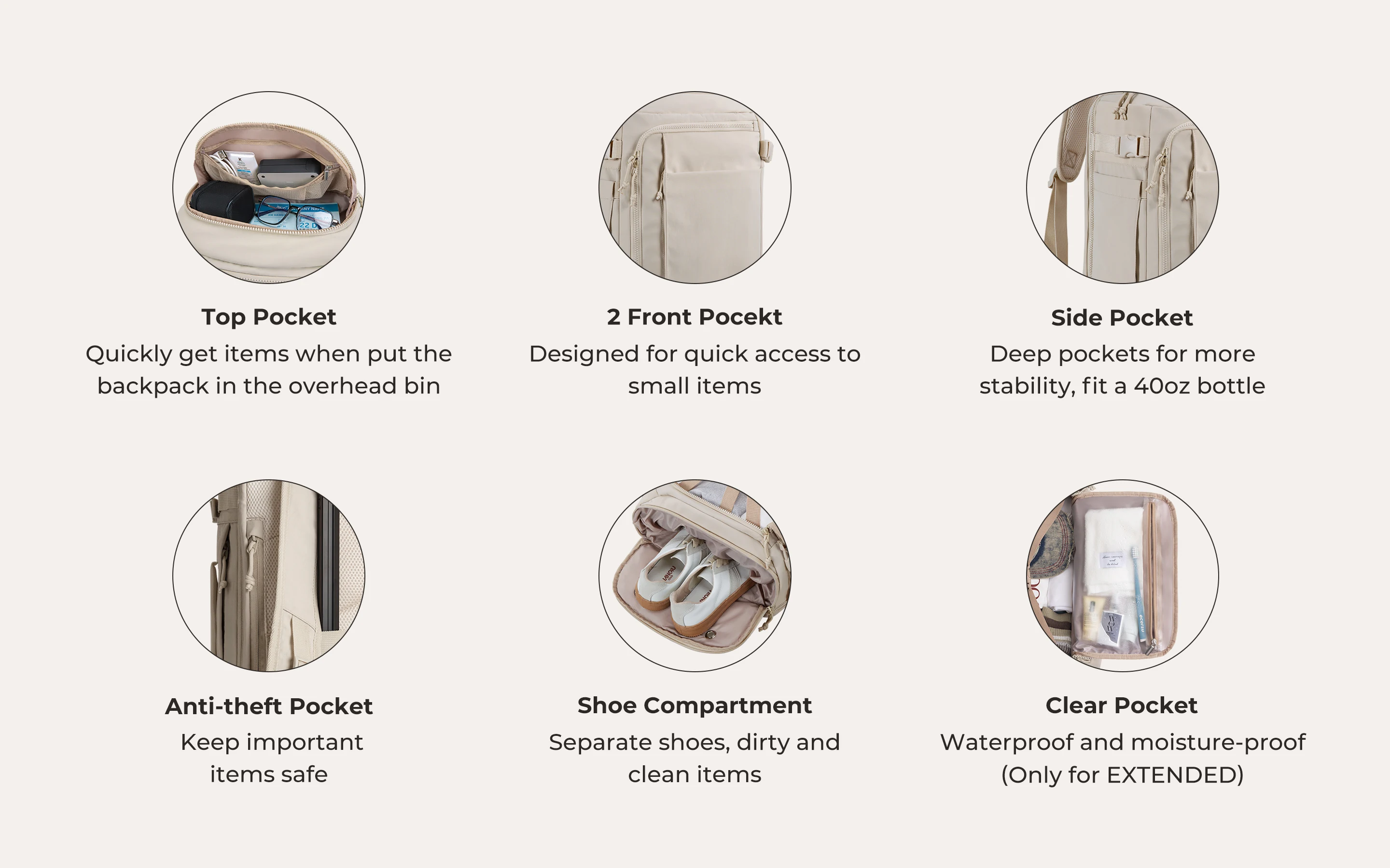 BAGSMART Men's Urban Backpack Travel Backpack MultiFunction Luggage Lightweight Waterproof Backpack Cabin Backpack
