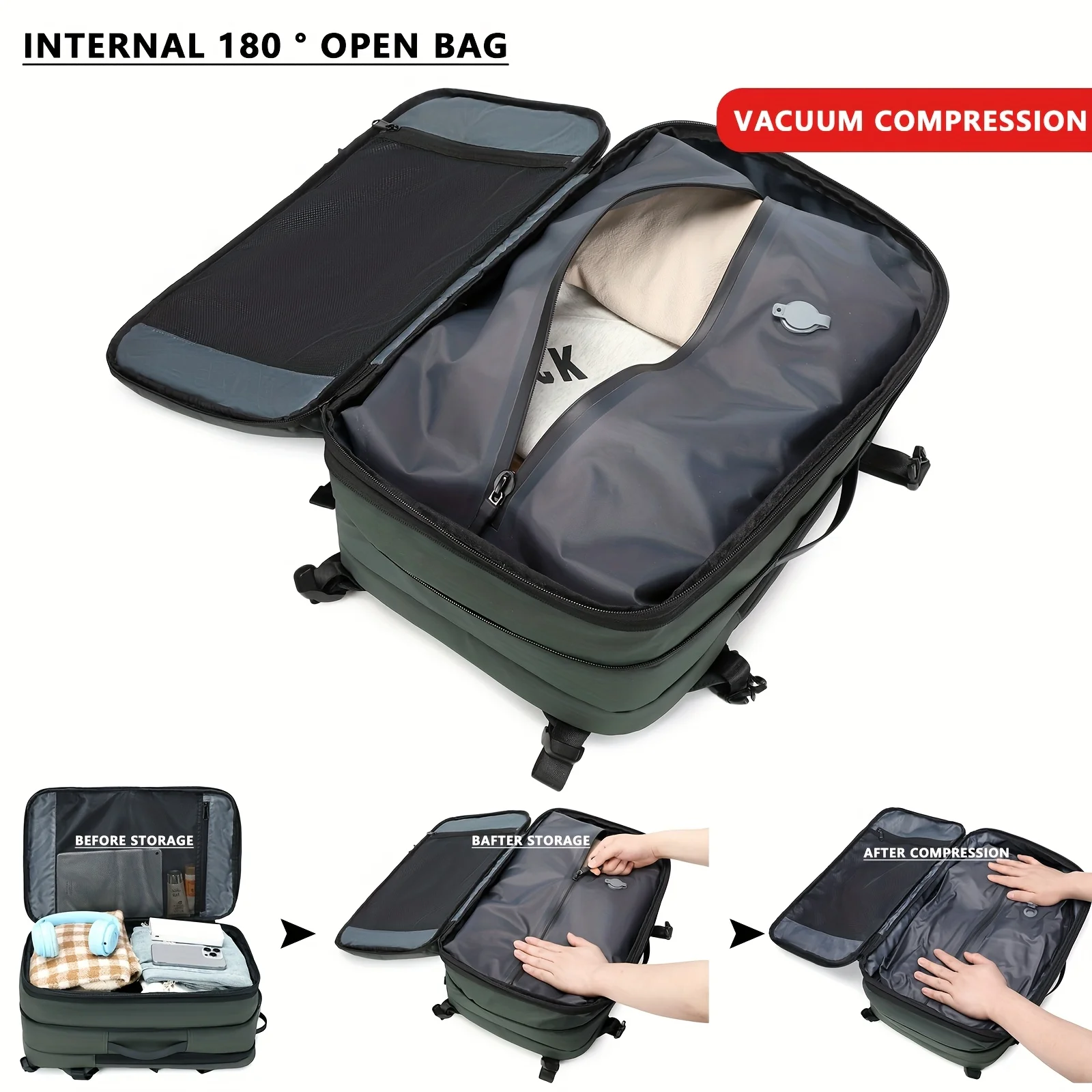 Large Capacity Fashionable Vacuum Compression Backpack, Computer Backpack, Leisure Hiking Backpack