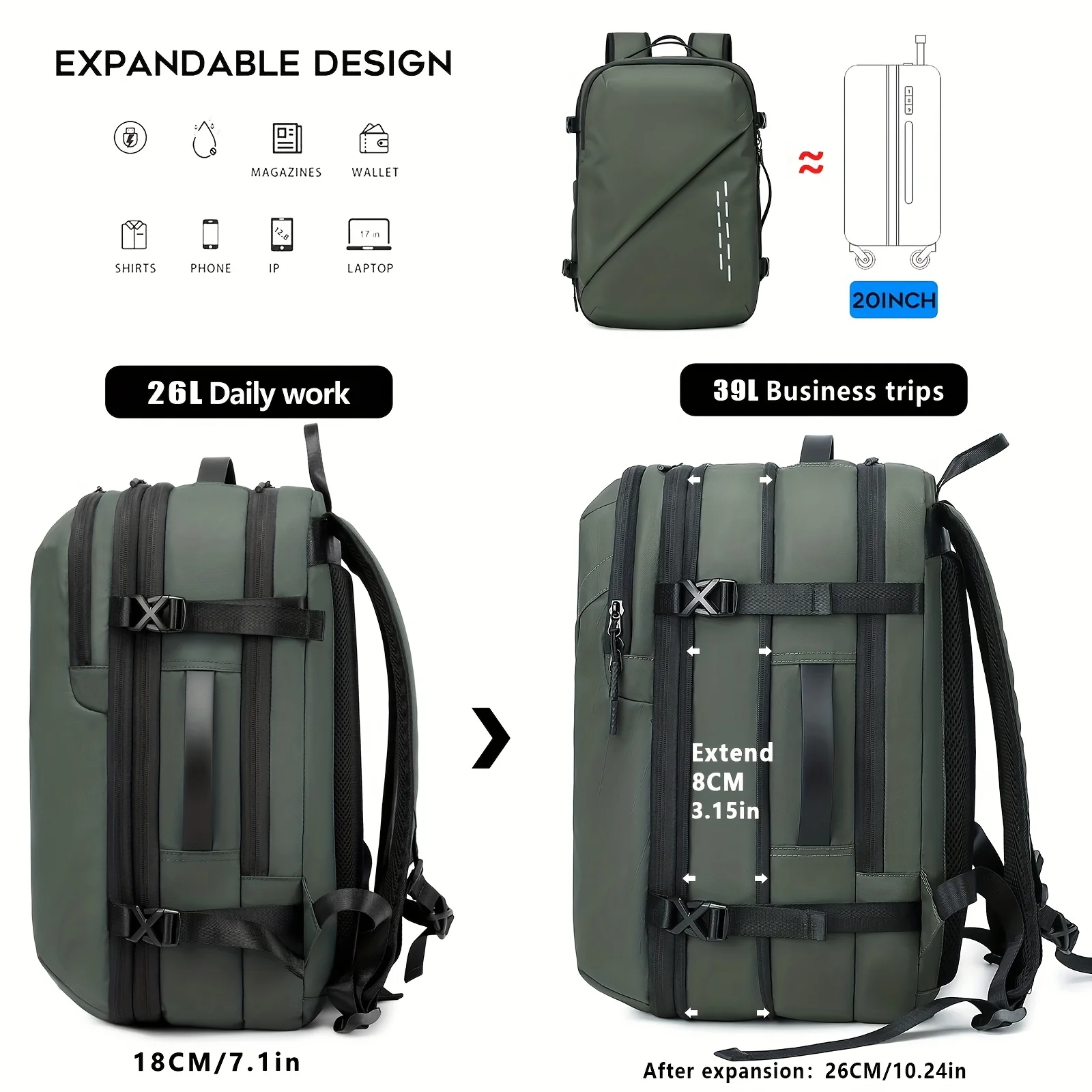 Large Capacity Fashionable Vacuum Compression Backpack, Computer Backpack, Leisure Hiking Backpack