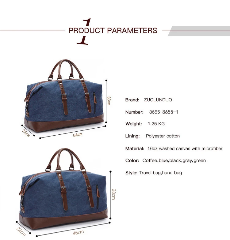 Original Canvas Leather Men Travel Bags Carry on Luggage Bags Men Duffel Bags Travel Tote Large Weekend Bag Overnight
