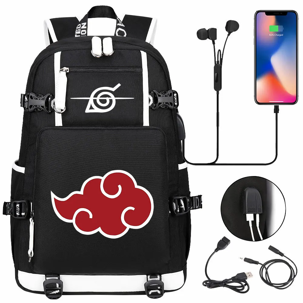 Akatsuki Itachi Sharingan Naruto School Backpack For Girls Boys Black Anime Backpack Schoolbag Capacity Mochilas For Teens Gift