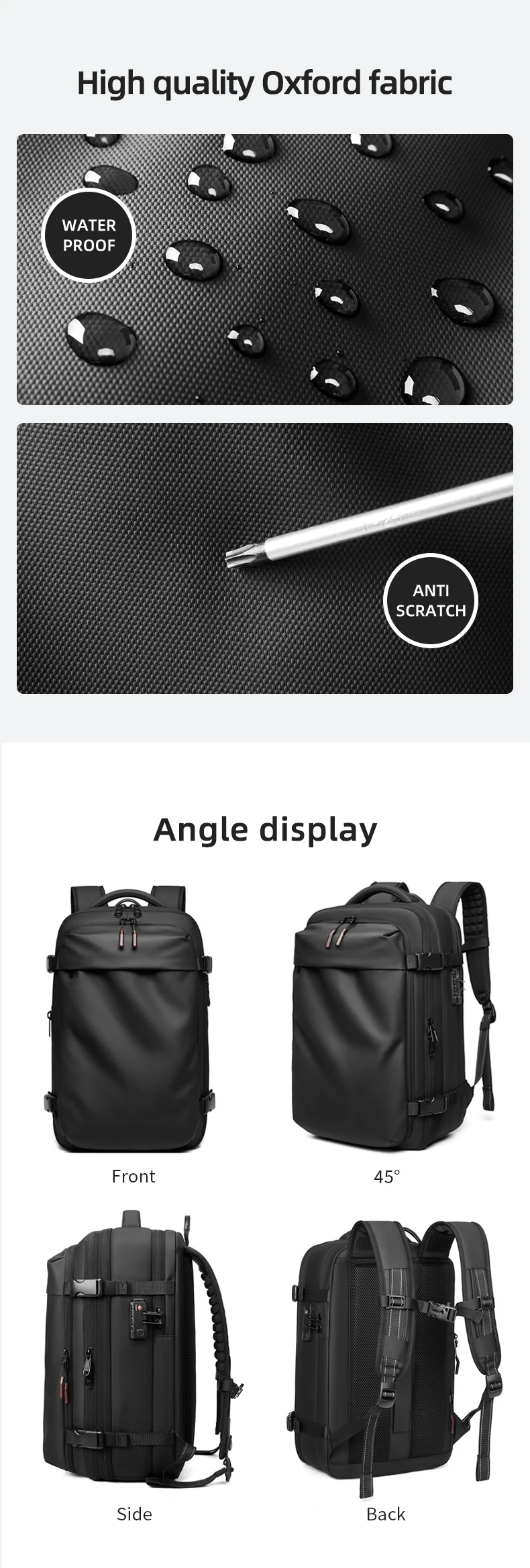 Men Travel Backpack Vacuum Compression Laptop Backpack 17 inch Extended Large Capacity School Backpack Hiking Business Backpack